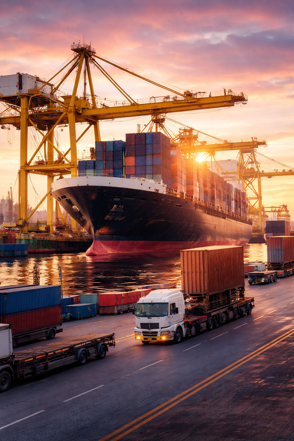 Cargo ship and container logistics